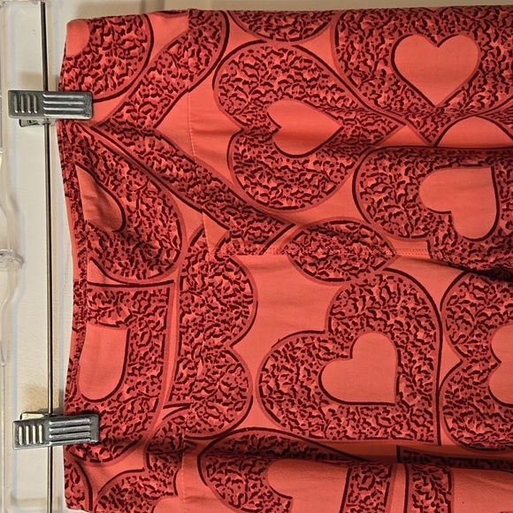 Lularoe, Leggings, One Size,  Super Soft, Pink, Brown, Hearts, Comfort, Casual - Picture 4 of 9